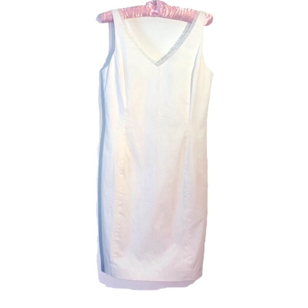 Jones New York Little White Dress Tulle Neckline Zipper Back EUC 4